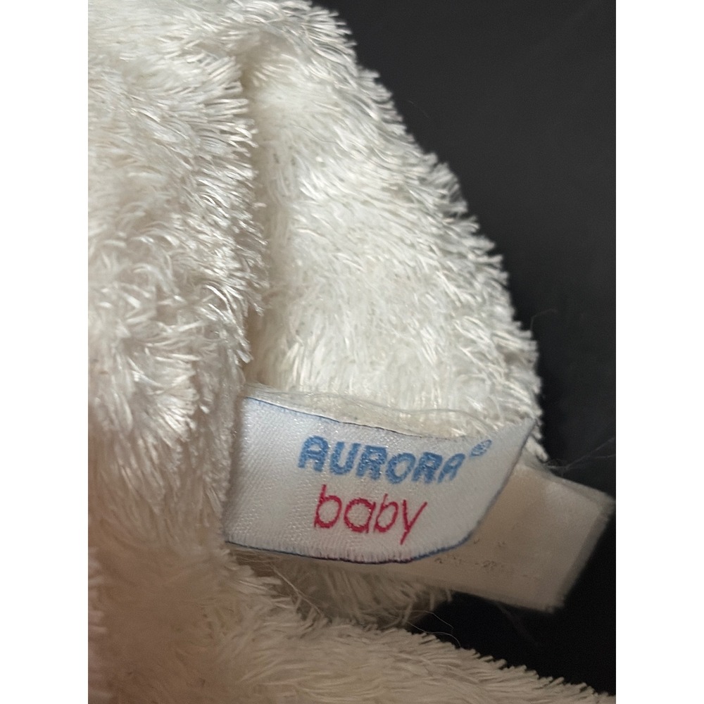 Vtg Aurora Baby Pink White Puppy Dog Plush Lovey Satin Ears 12" Laying Down - Picture 4 of 5
